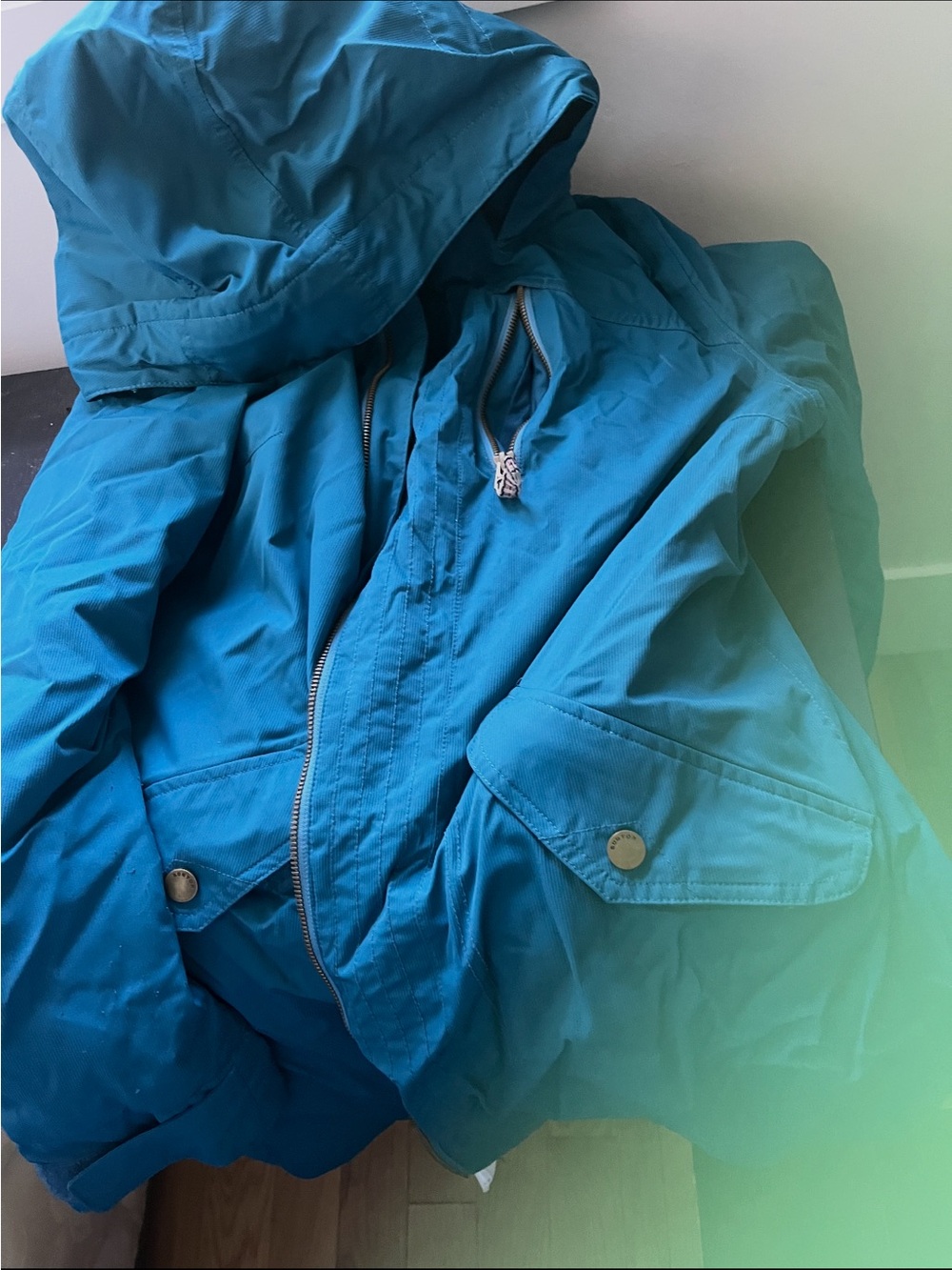 Burton Teal Blue Hooded Ski Jacket